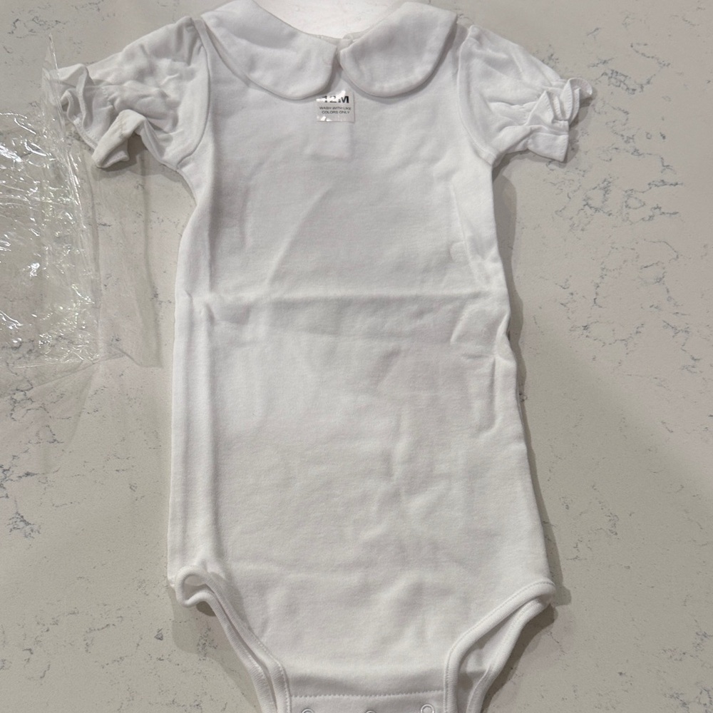 Classic White Baby Bodysuit with Peter Pan Collar